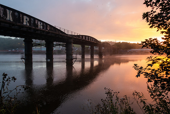 Railway bridge, upstream from Scotswood Bridge.